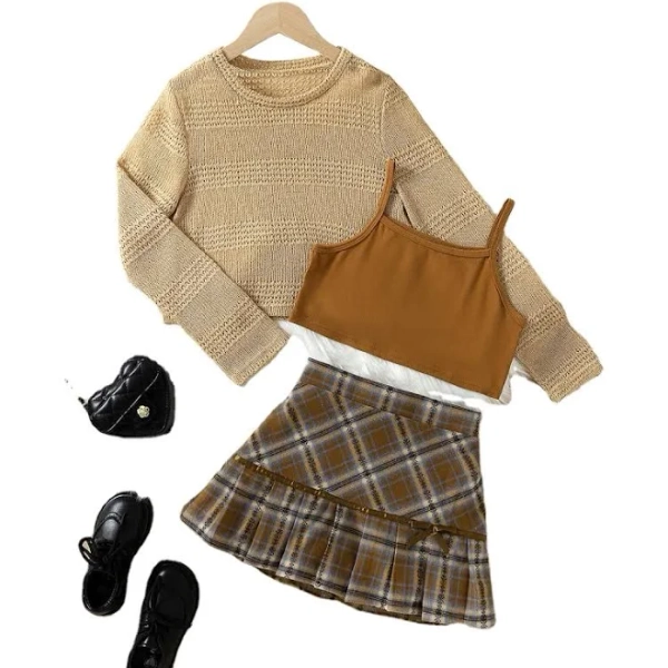 Girls Preppy Breathable Clothing Set