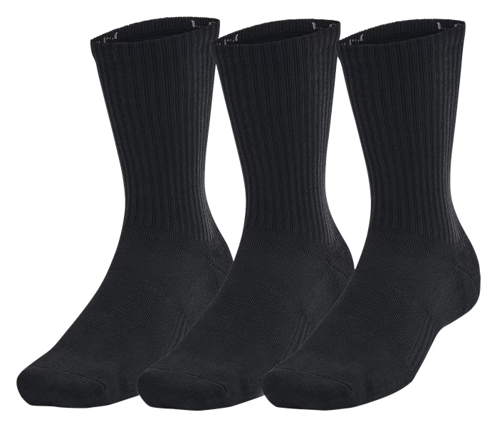 Under Armour Training Cotton Crew Socks 3-Pair Pack - Black/Castlerock - M