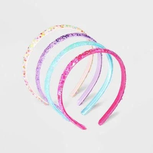 Cat & Jack Girls' Heart & Butterfly Glitter Headband Set (4 Pack)