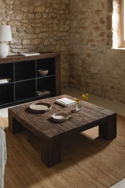Table basse carrée 100x100 cm en bois de Juvira recyclé