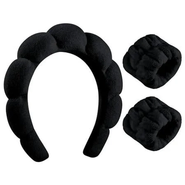 Women's Soft Spa Headband and Wrist Washband Set