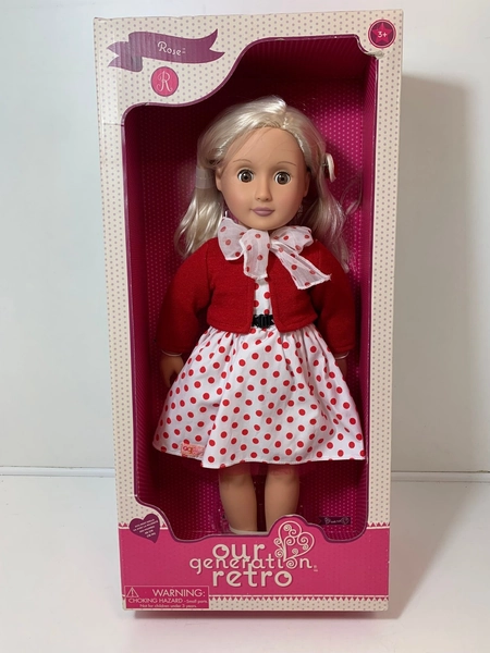 Our Generation Retro Doll Rose 45cm Blonde Polka Dot Dress - NEW