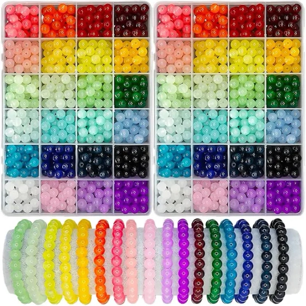 24-Color 8mm Crystal Bead Bracelet Making Kit