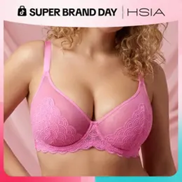 HSIA Mermaid Scales Sexy Lace Plus Size Unlined Underwire Bra for Women Full Coverage Minimizer Bra Lifting Support Daily Large Bust Bras Lightweight Breathable Comfort Back Smoothing T Shirt Compatible Brassiere