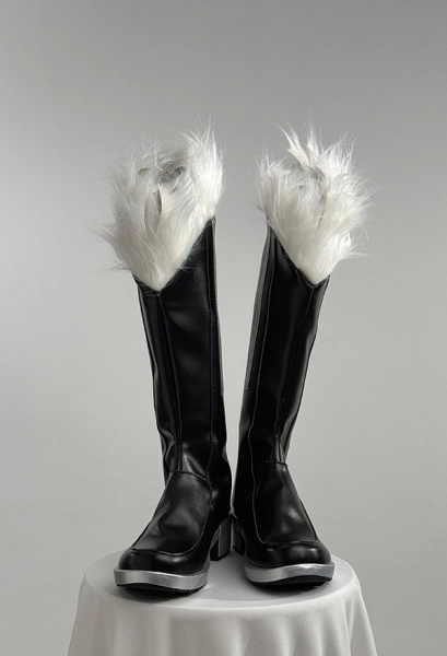 Fortnite Black Cat Cosplay Shoes Black Long Boots