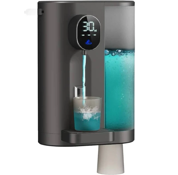 Automatic Mouthwash Dispenser, 20.3 Fluid Ounce Mouthwash Dispenser Suitable for Bathroom, with 2 Magnetic Cups, 4 Levels and LED Screen, Suitable for