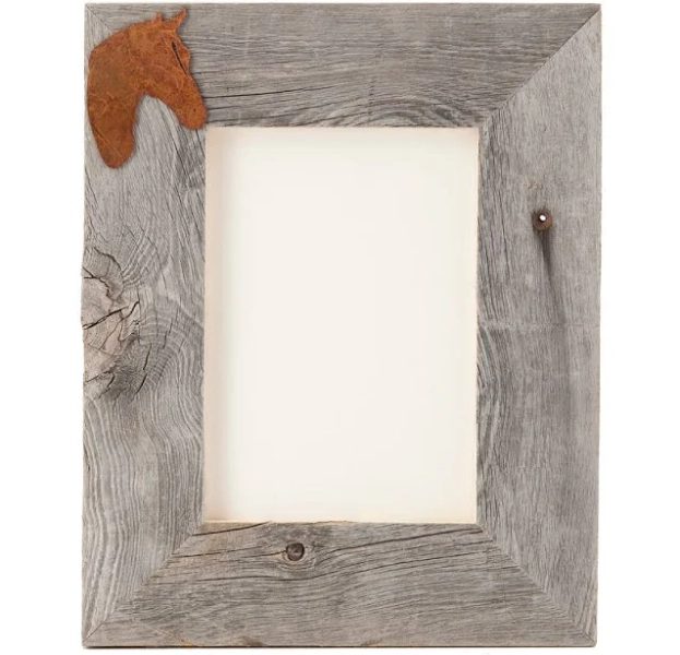 Black Forest Decor Aged Barnwood & Rust Horse 5 x 7 Frame