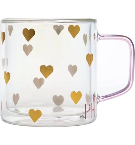 Paris Hilton Double Wall Glass Coffee Mug
