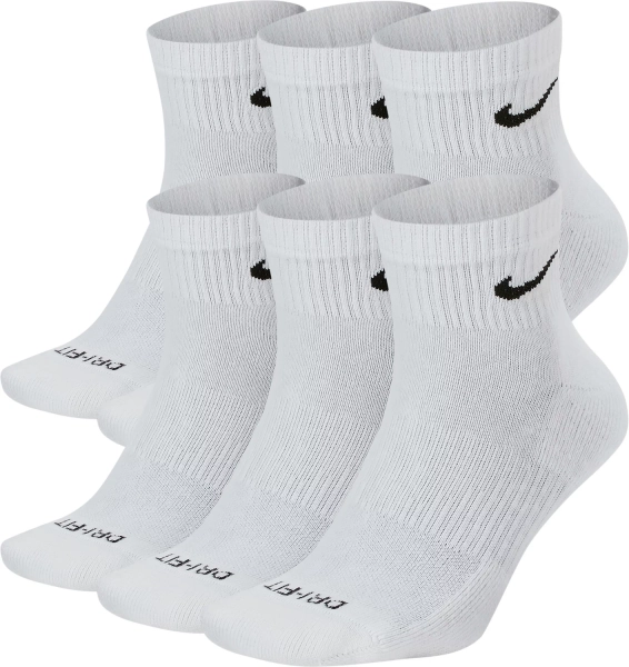 Nike Everyday Plus Cushioned Quarter Socks (6 Pack) White