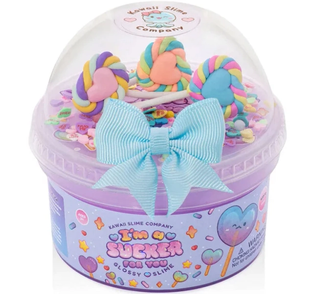 Seasonal Kawaii Slime: Valentines I'm A Sucker For You (Glossy Slime)