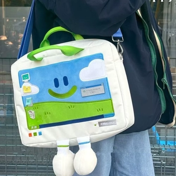 Durable Funny Shoulder Bag Smiling Face Large Capacity Embroidery Laptop Bags Cartoon Versatile Bags for Students All-match - AliExpress 