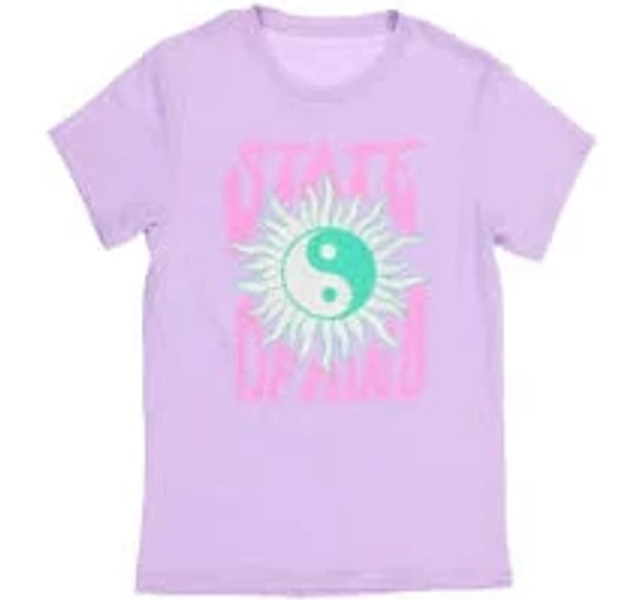Five Below Yin Yang State Of Mind Graphic Tee, Large - Light Pastel Purple