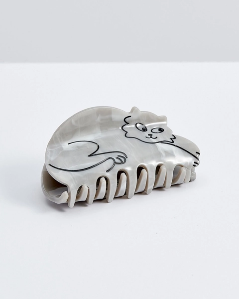 Grey Cat Hair Claw Clip