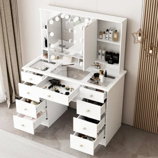 FUFU&GAGA White Makeup Vanity Desk