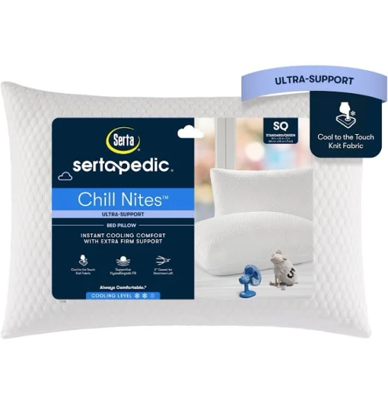 Sertapedic Chill Nites Cooling Ultra-Support Bed Pillow, Standard/Queen