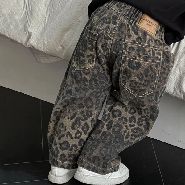 Kid Boy Leopard Print Jeans Pants
