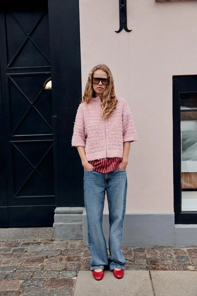 VESTE EN MAILLE STRUCTURÉE - Rose moyen - S
