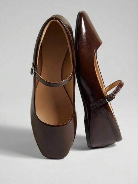 SHUZIA Women's Elegant Square Toe Mary Jane Flats– Comfortable, Versatile & Classic Essential