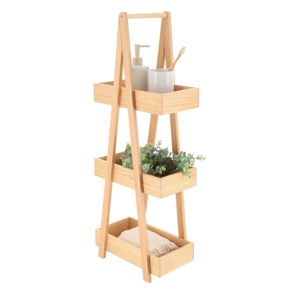Etagère en bois 3 niveaux (H80 cm) Pyramide Naturel