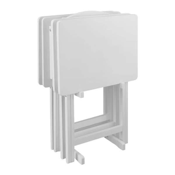 Flora Home 5pc Tray Table Set White: Traditional Style, Wood Construction, Spot Clean, 30" High