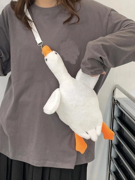 Plush Duck Crossbody Bag, Cute Duck Shoulder Bag, Kawaii Animal Mini Bag