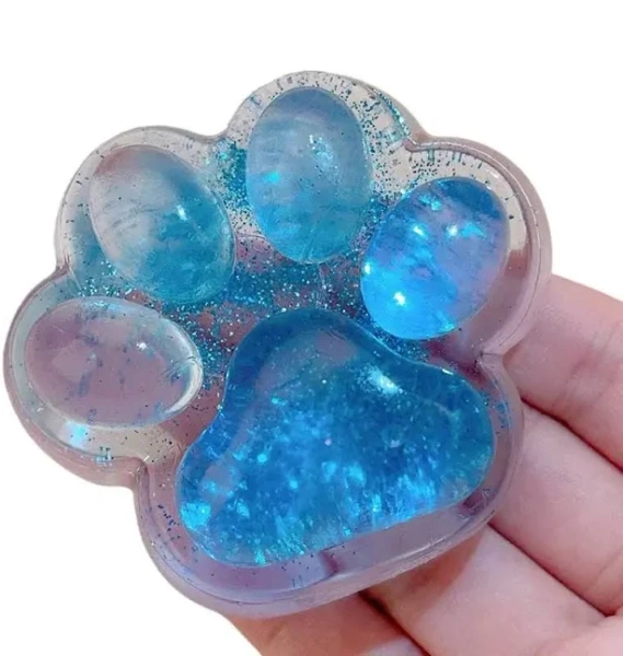 Blue Cute Cat Paw Squishy Fidget Toy Slow Rebound Stress Relief Cat Claw Pinch Decompression Toy Reduce Stress Squeeze Toy