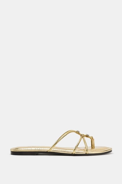 METALLIC EFFECT BRAIDED SANDALS