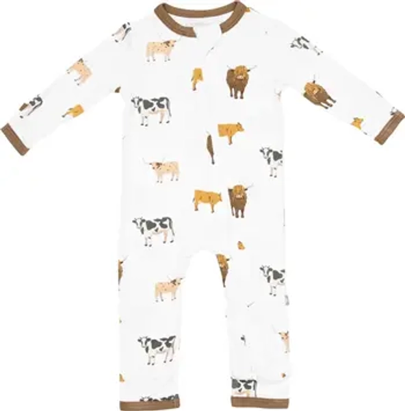 Kids' Cow Print Zip-Up Romper