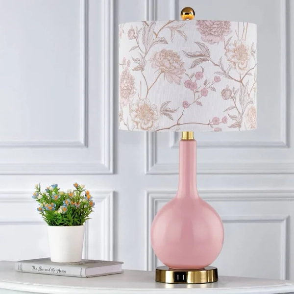 UrFurnishings 24-in Pink LED Touch Table Lamp