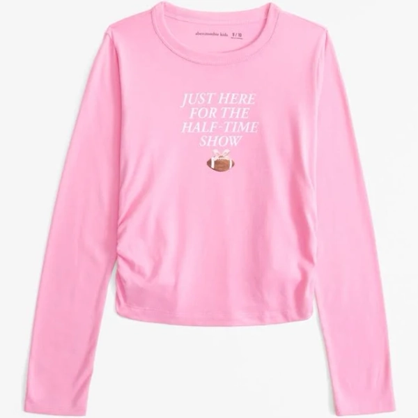 Abercrombie Kids Girls Long-Sleeve Side Ruched Snack Graphic Tee