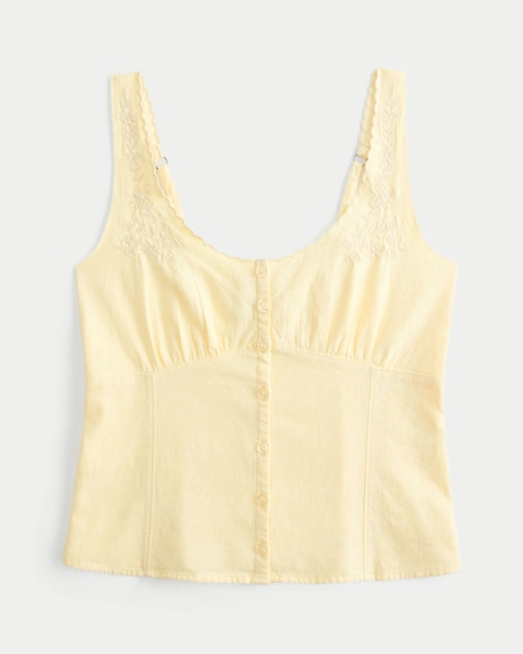 Linen Blend Button-Through Top