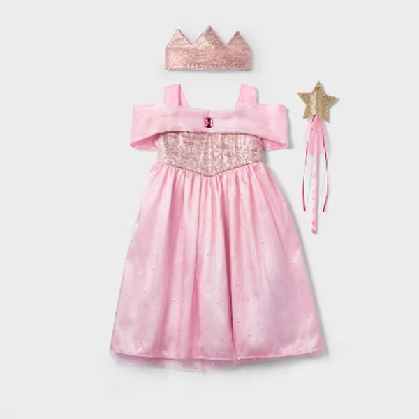 Pretend Play Princess Costume with Dress, Crown & Wand 4T-5T - Gigglescape™
