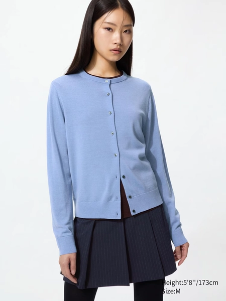Women's 100% Merino Crew Neck Cardigan | UNIQLO ES