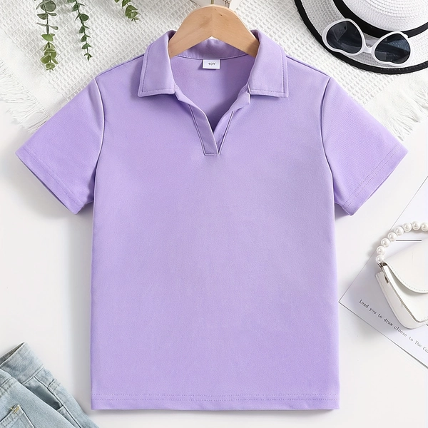 Meisjes Polo Shirt, Nieuwe Zomerstijl, Pique Stof, Comfortabel en Ademend, Casual Alledaagse Stijl