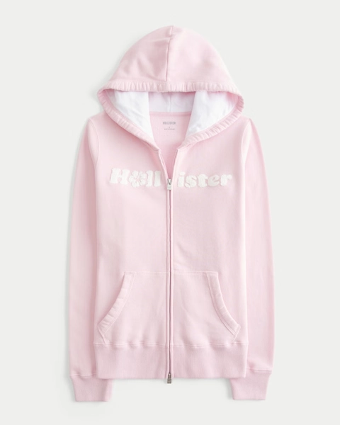 Chenille Logo Graphic Zip-Up Hoodie