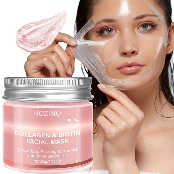 50g Biotin Collagen Day & Night Mask, Hydrates, Keeps Skin Moist And Plump, Firms Skin, Brightens Complexion, Smooths Skin, Makes Skin Look Younger. Suitable for Daily Use And Holiday Gifts, Giving Her A Beautiful Face