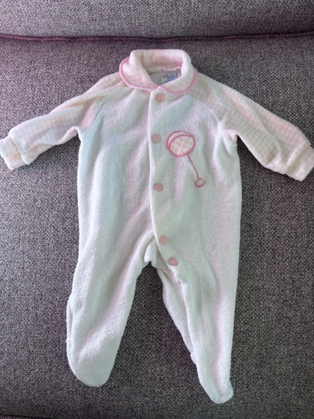 Vintage 80s Carter's Newborn Girl's Footed Terry Sleeper- Pink /White