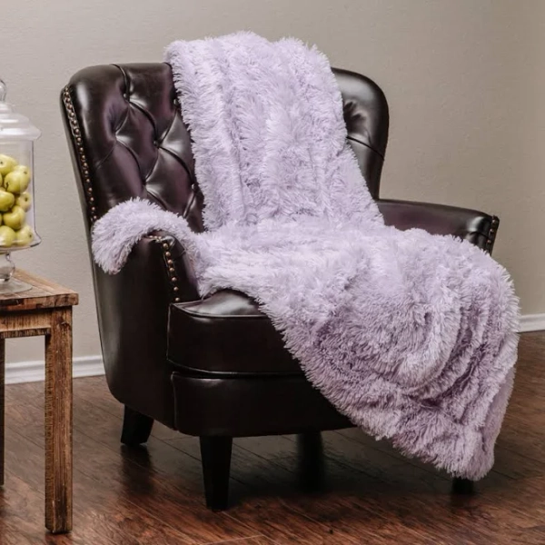 Chanasya Solid Faux Long Fur Throw Blanket