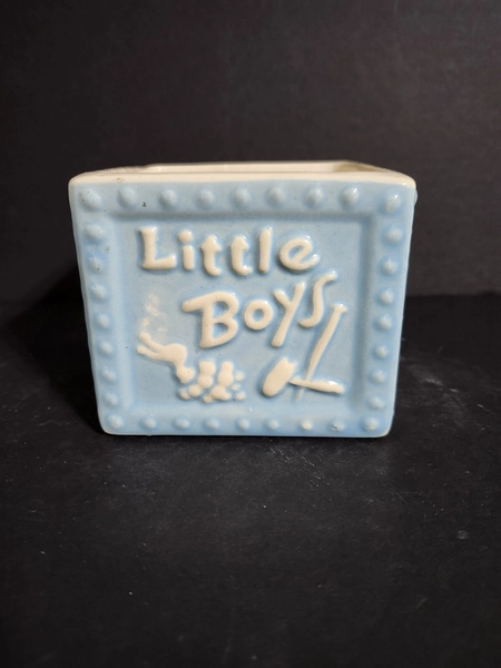 Vintage Little Boys Haeger USA #355 Gorgeous Blue Nursery Planter