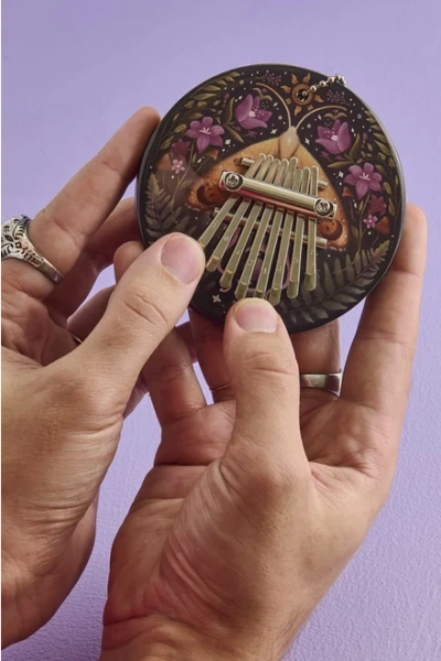 Mini Wood Karimba Moth Keychain