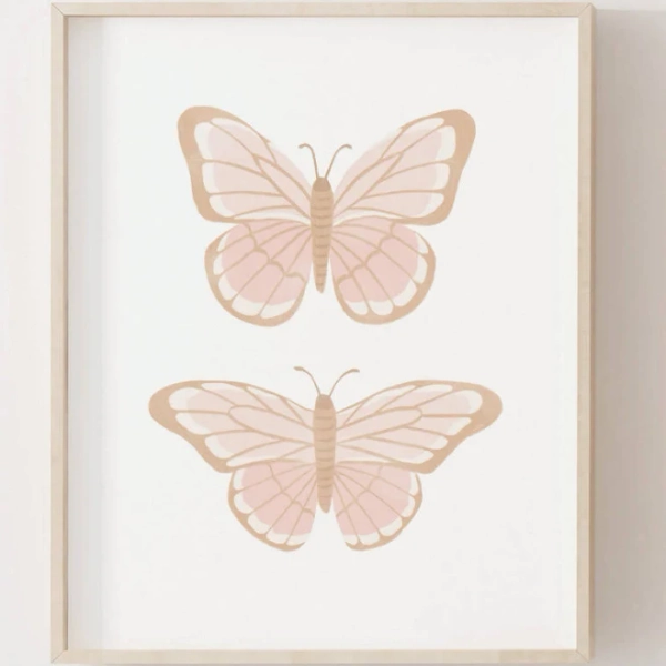 Pink Gold Butterfly Girls Room Decor