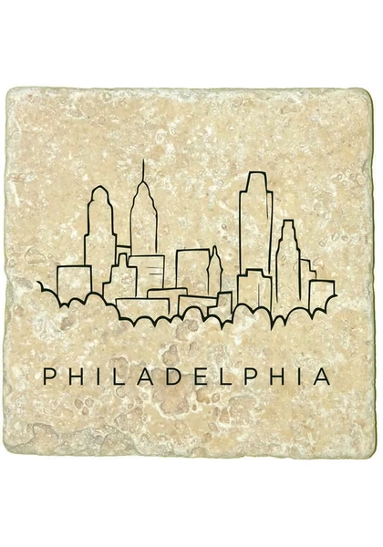 Philadelphia Skyline 4x4 Coaster - Black
