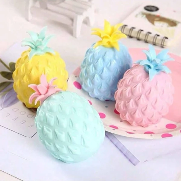 Multicolor Pineapple Stress Ball Fidget Toys Sensory Squishy Anti Stress Cute TPR Squishies Balls Kids Preschool Educational Game,Pink 1pc