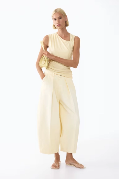 Draped Asymmetric Top - Light yellow