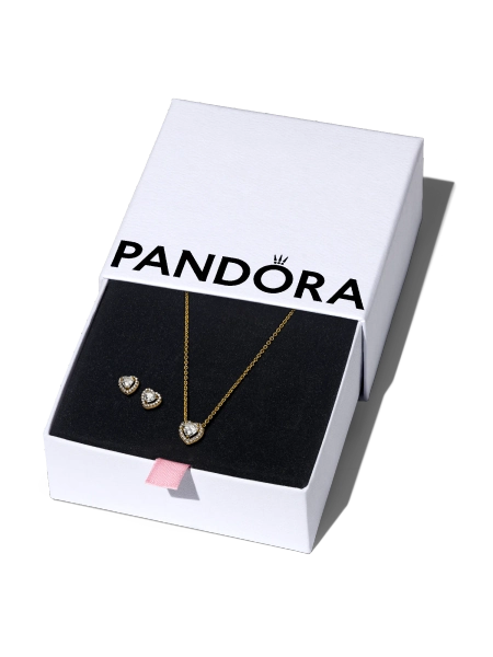 Golden Elevated Heart Jewelry Gift Set