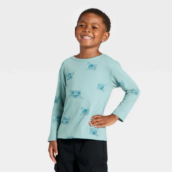 Toddler Boys' Long Sleeve Relaxed T-Shirt - Cat & Jack™ Gray 4T