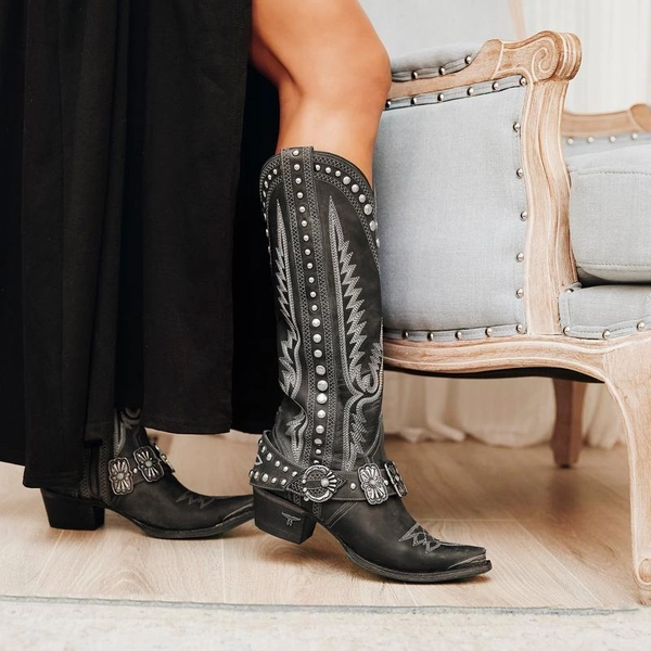 Women'S Western Cowboy Boots - Chunky heel, Slip-Resistant Rubber Sole, Zipper Closure, Brown, for Western Events, Everyday & Formal Outfits - All-Day Comfort & Easy-Clean Shoes, Winter Footwear, Retro Style, Pointed Toe, Durable Construction