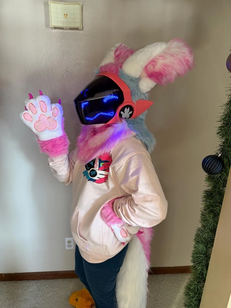 Protogen Premade Fursuit Partial (Head, hand paws, and large Tail with belt)
