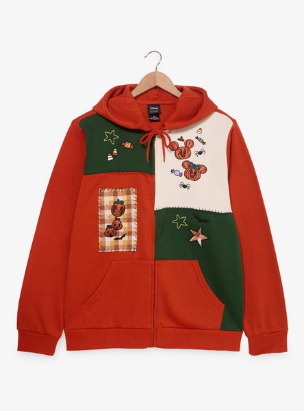 Disney Mickey and Friends Halloween Patchwork Zip Hoodie — BoxLunch Exclusive