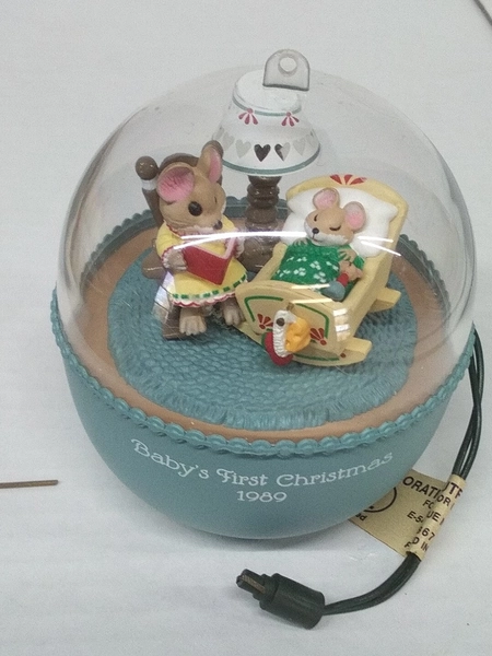 Hallmark Keepsake Ornament Baby's First Christmas 1989 Light Motion &amp; Music 